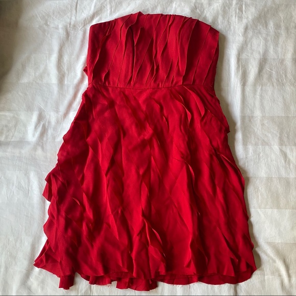 Adam Lippes Red Silk Off-The-Shoulder Dress US4 - Picture 2 of 14